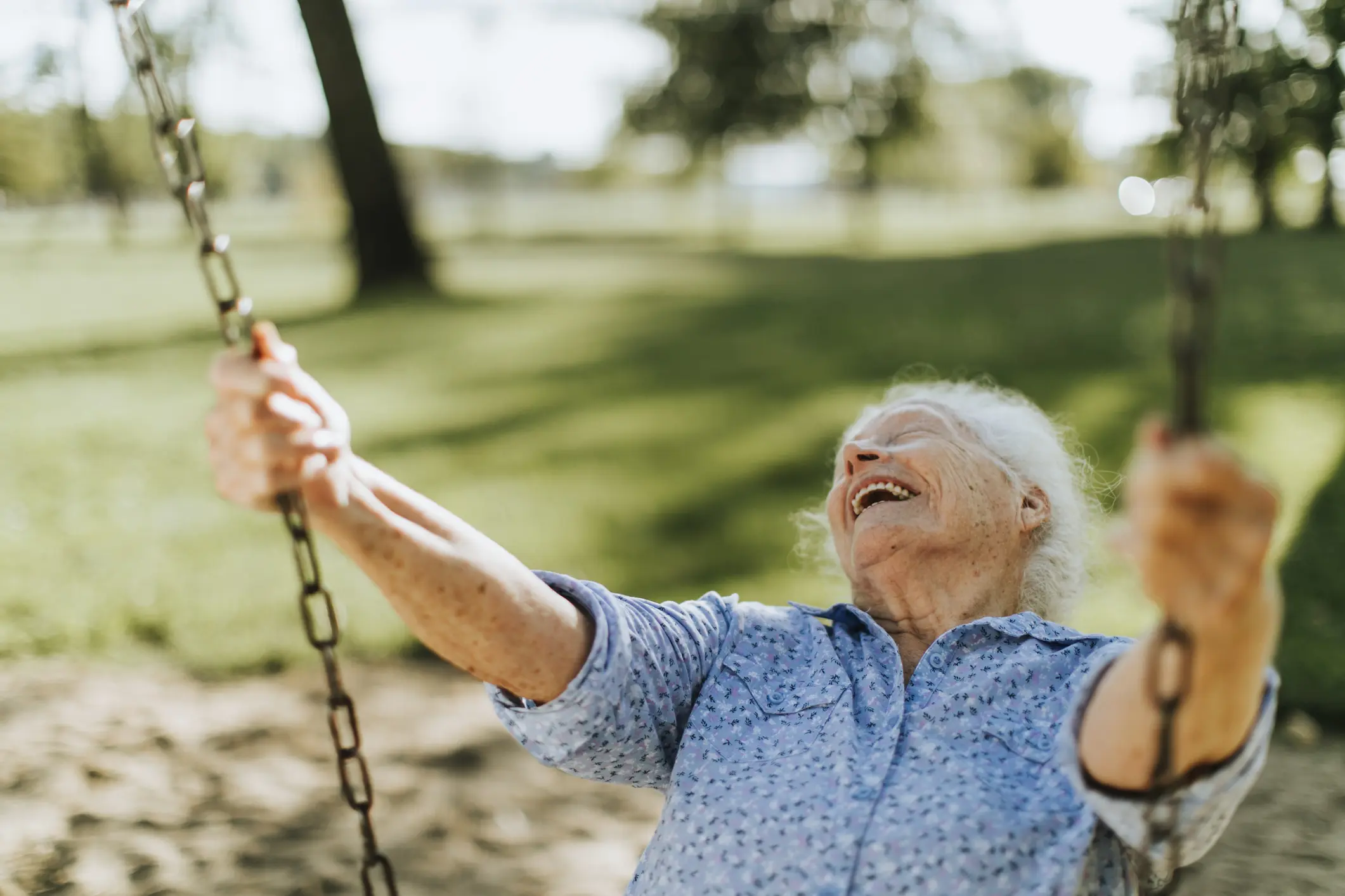 senior woman on swing